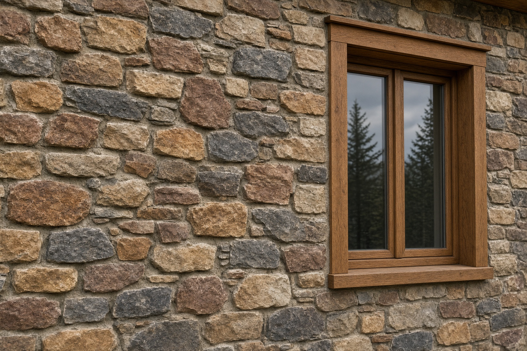 Cultured Stone manufactured veneer on a house facade